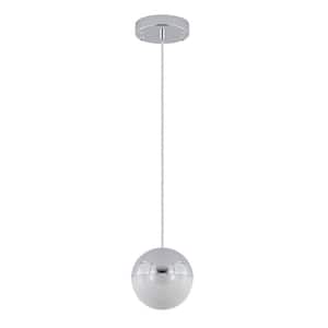 1-Light,White Chrome Plus Transparent Crystal Decoration Color Changeable, Spherical Design Chandelier w/LED for Kitchen