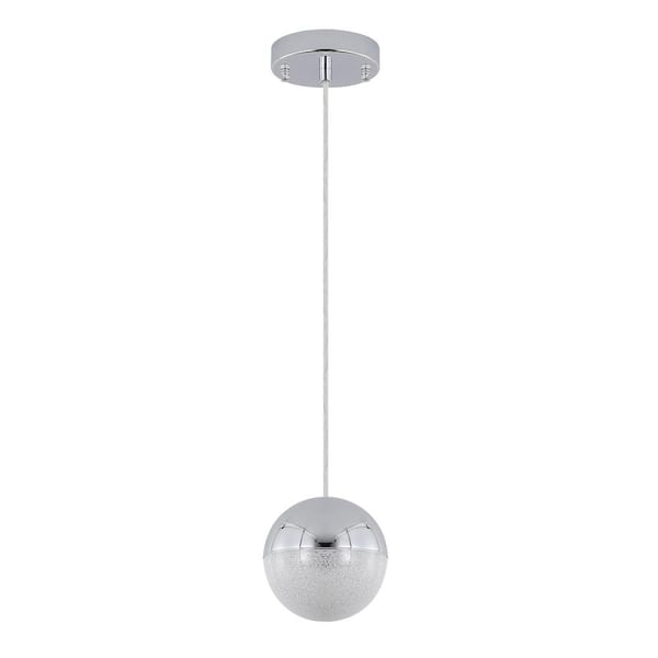 Jushua 1-Light,White Chrome Plus Transparent Crystal Decoration Color Changeable, Spherical Design Chandelier w/LED for Kitchen