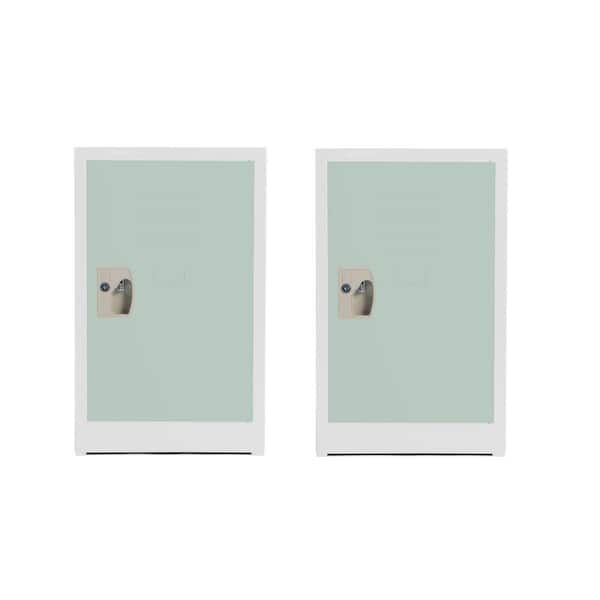 AdirOffice 24 in. H Single Tier Steel Key Lock 2-Shelf Storage Lock 2-Shelfer Free Standing Cabinets in Misty Green (2-Pack)
