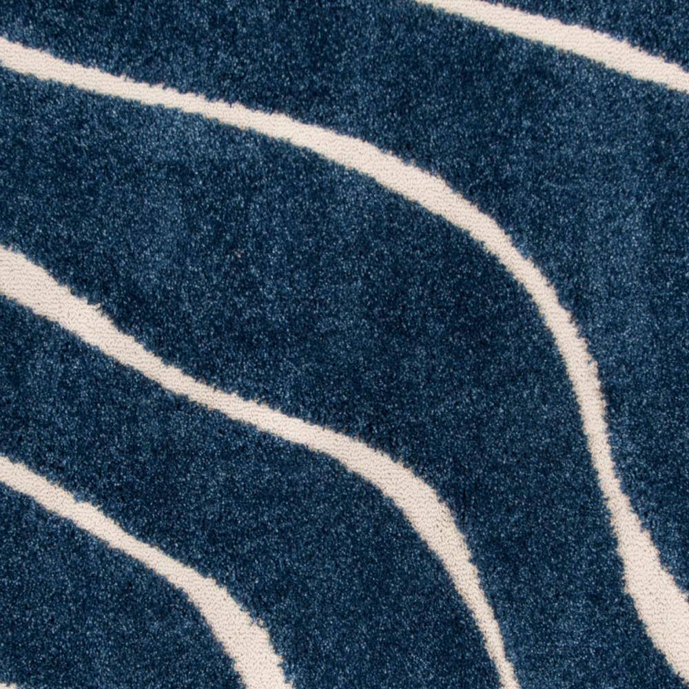 Dark Blue and Cream Square Shag Area Rug