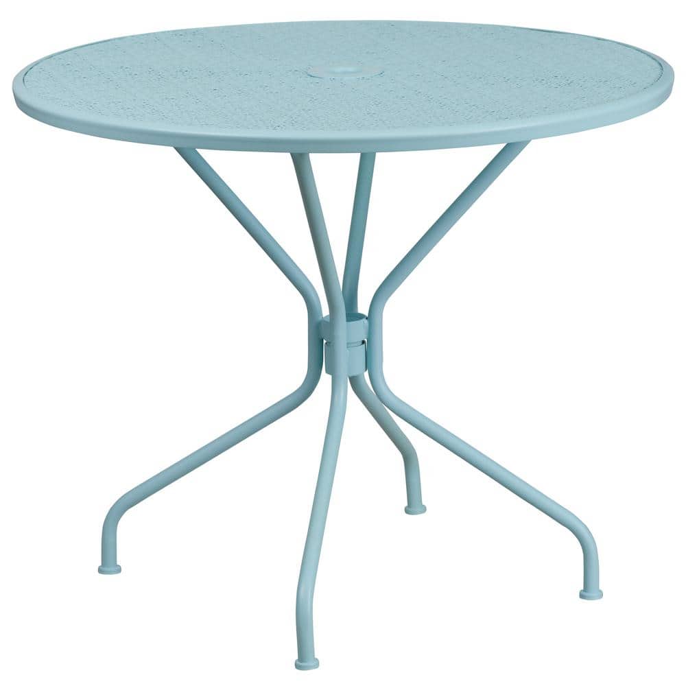 Sky Blue Round Metal Outdoor Bistro Table