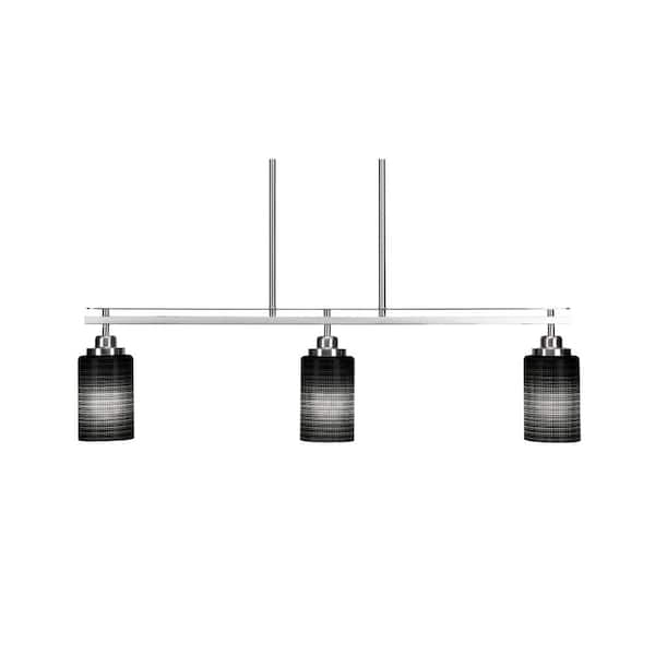 Unbranded Monroe 3-Light Brushed Nickel, Billiard Light, Any room with 4 in. Black Matrix Glass Shades no bulbs included