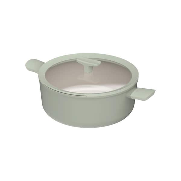 Balance 11 in., 6.5 qt. Aluminum Nonstick Ceramic Stockpot in Sage with Glass Lid