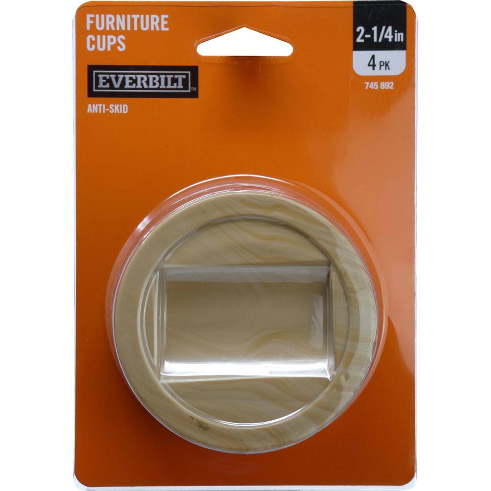 Everbilt 21/4 in. Large Wood Effect NonSlip Furniture Cups (4 Per