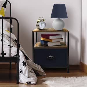 1-Drawer Rustic Black Nightstand 18.37 in. H x 15.75 in. W x 15.75 in. D
