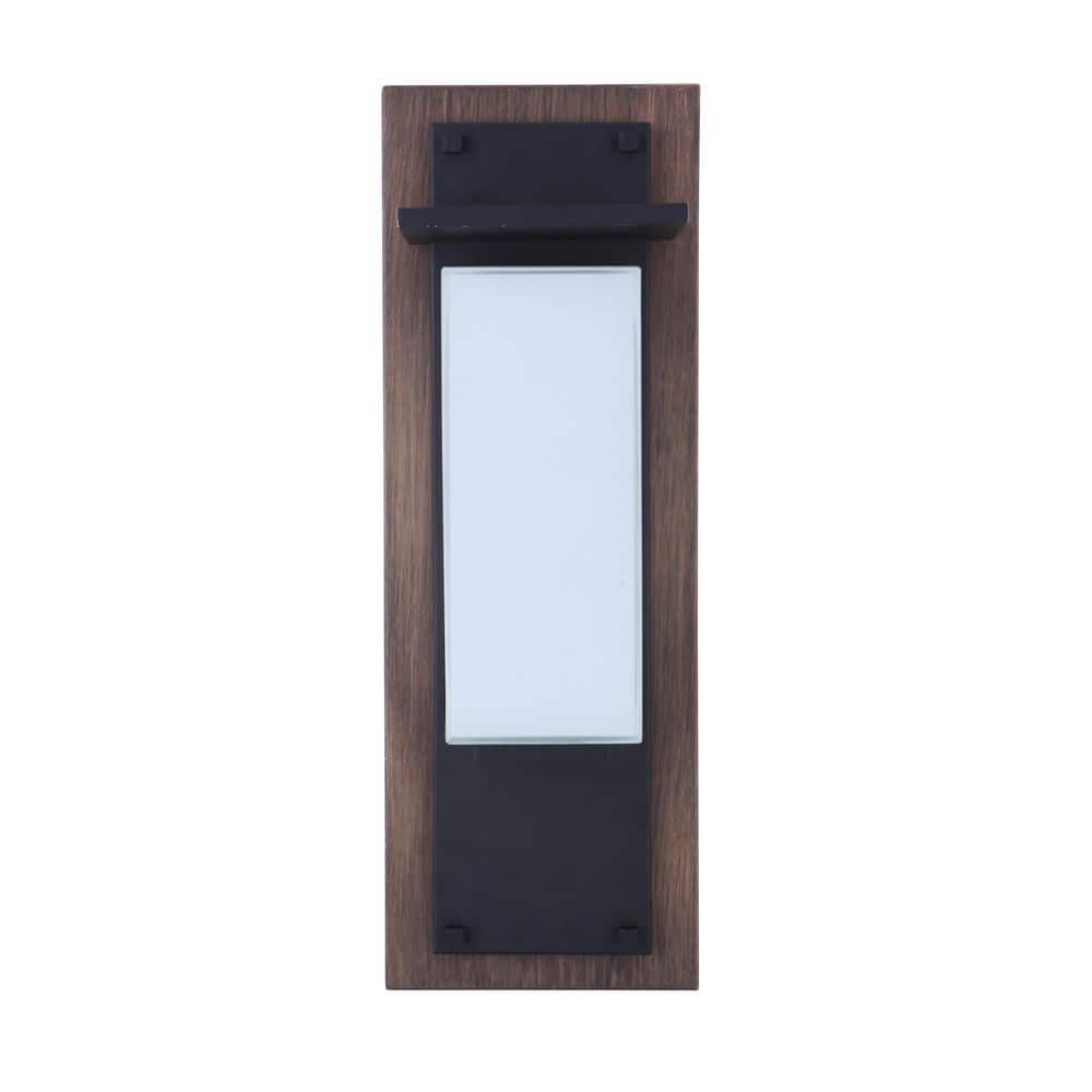 Heights 24" Whiskey Barrel and Black LED Wall Lantern Sconce