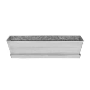 5'' H x 6'' W Small Individual White Flower Box Tray Kit, Galvanized Steel, Indoor/Outdoor Pots, Cape Cod White