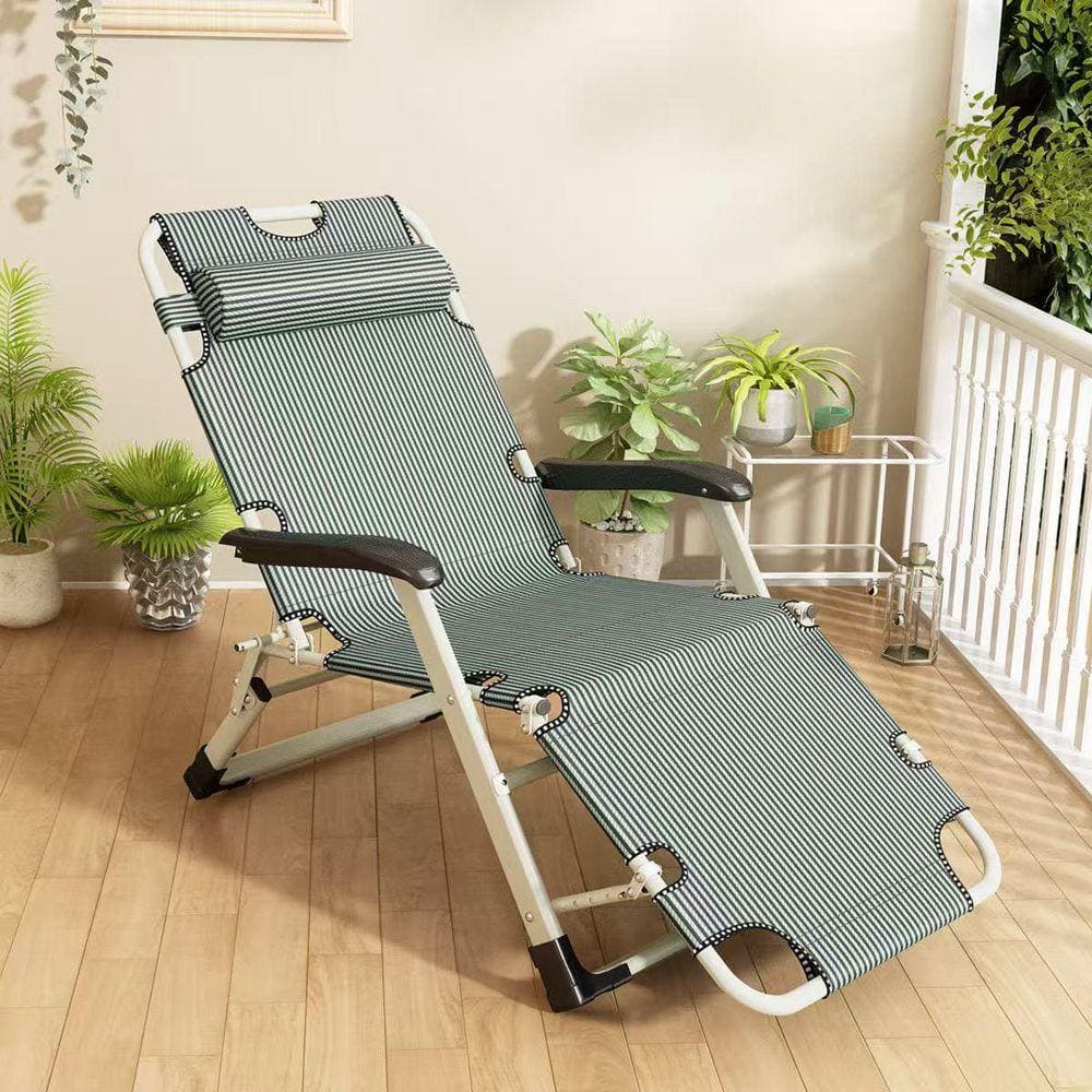 Teal Metal and Textilene Adjustable Outdoor Lounge Chair, Patio