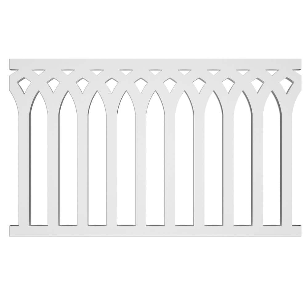 Steeple Picket 29 in. x 4 ft. White Decorative Vinyl Rail Panel
