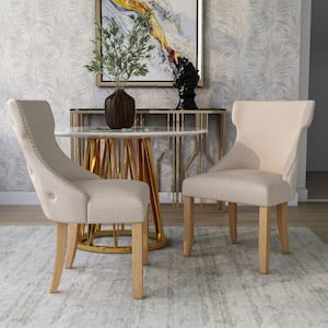 Nortrup Ivory Linen Tufted Wingback Dining Side Chair (Set os 2)