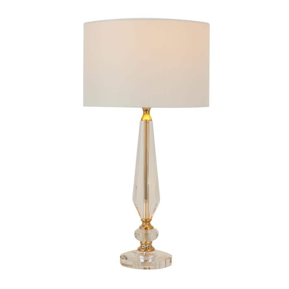 Litton Lane 27 in. Clear Crystal Task and Reading Table Lamp with Gold Accents