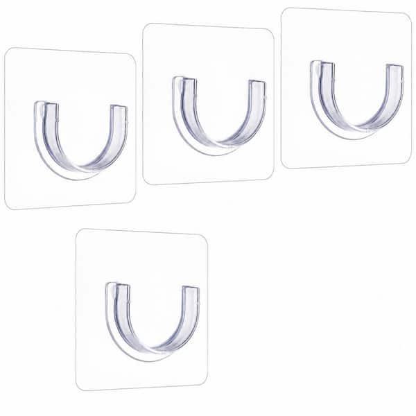 Adhesive Transparent Shower Curtain Rod Holder Set for Tension Rods Up to 1.37 in.