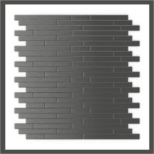 SpeedTiles Linox DG Dark Gray 12.09 in. x 11.97 in. x 5mm Metal Self-Adhesive Wall Mosaic Tile (6.03 sq. ft./Case)