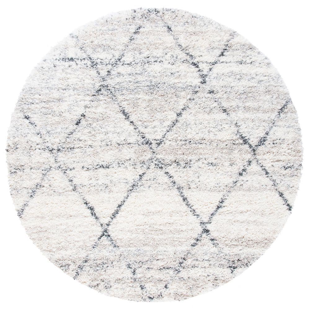 Fontana Shag Gray/Ivory 4 ft. x 4 ft. Diamond Distressed Round Area Rug price history on PriceWatchPro