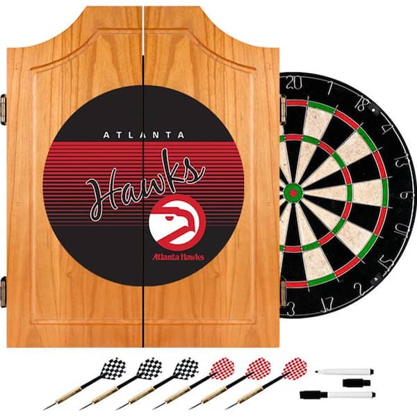 Trademark 20.5 in. Atlanta Hawks Hardwood Classics NBA Wood Dart Cabinet Set