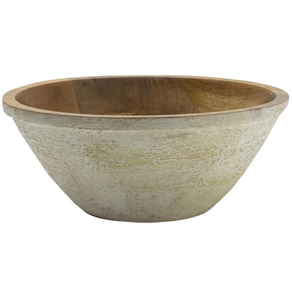 FITZ and FLOYD Austin Craft 10.5 in. 96 fl. oz. Light Brown Deep Wood Serving Bowl (Set of 1)