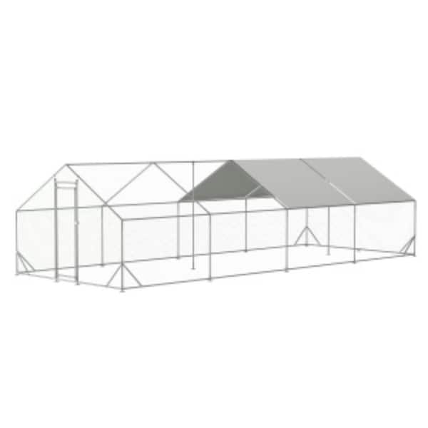 Siavonce 312 in. W x 79 in. H Large Metal Chicken Coop, Walk-in Garden Fence with Waterproof and Anti-Ultraviolet Cover