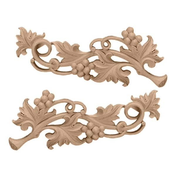 Ekena Millwork 1 in. x 14-1/2 in. x 5-5/8 in. Unfinished Wood Maple Large Grape Scrolls