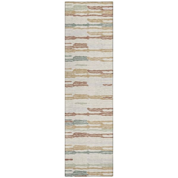 Chantille Machine Washable Indoor/Outdoor Abstract ACN3114 Cream 2 ft. x 7 ft. Runner Rug