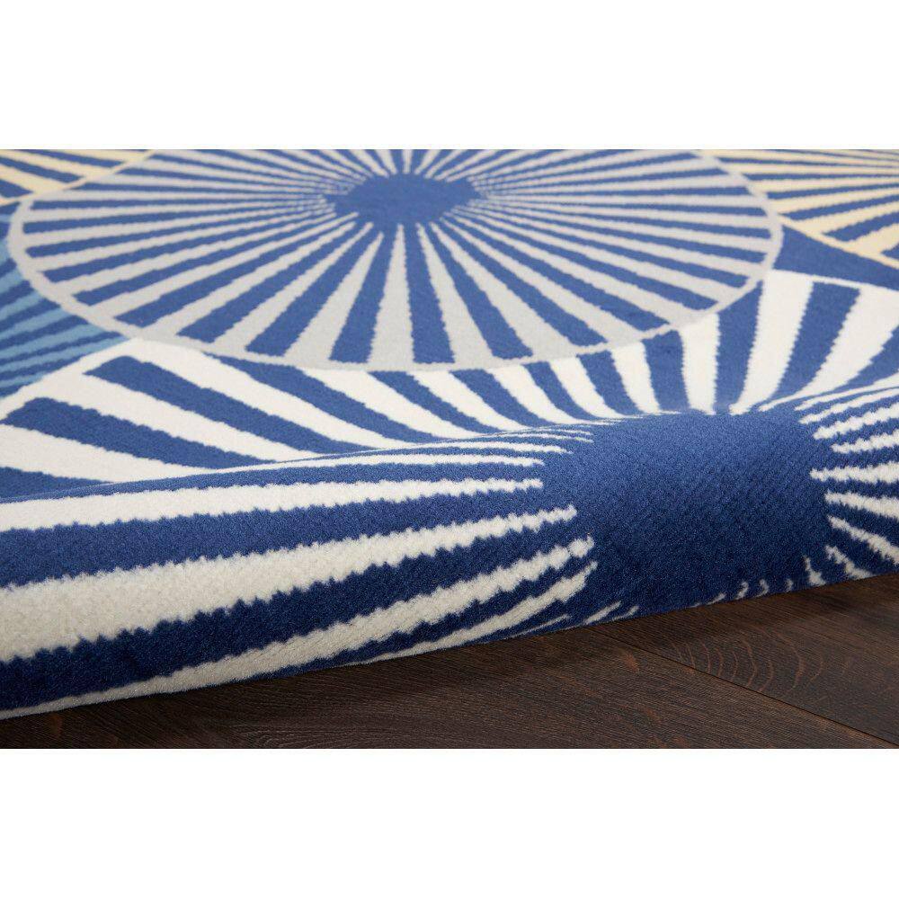 Reversible Hand-Knotted Navy Synthetic 8' x 10' Area Rug