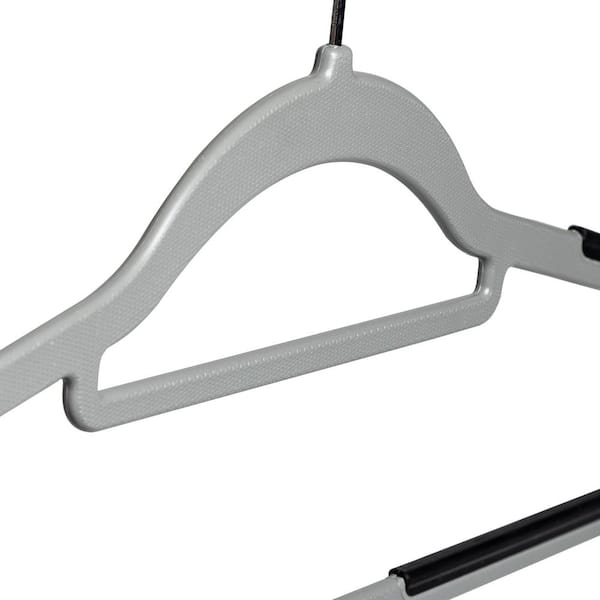 Honey-Can-Do Gray/Black Rubber Grip Plastic No-Slip Hangers 15-Pack