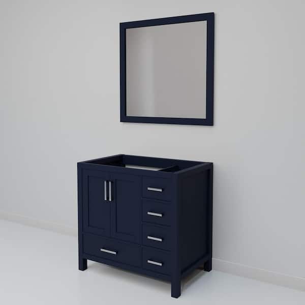 Lexora Jacques 36 in. W x 22 in. D Left Offset Navy Blue Bath