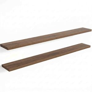 72 in. W x 12 in. D Walnut Floating Shelves for Wall Set of 2