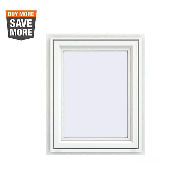 JELD-WEN 29.5 in. x 35.5 in. V-4500 Series White Vinyl Left-Handed Casement Window with Fiberglass Mesh Screen
