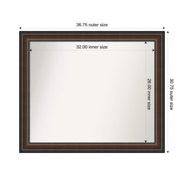 Amanti Art Cyprus Walnut 36.75 in. x 30.75 in. Custom Non-Beveled Wood Framed Bathroom Vantiy Wall Mirror