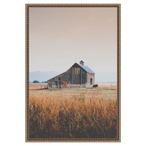 "Country Barn Brown" by Annie Bailey Art 1-Piece Floater Frame Giclee Country Canvas Art Print 23 in. x 16 in.