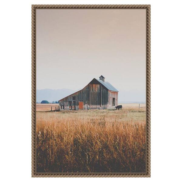 Amanti Art "Country Barn Brown" by Annie Bailey Art 1-Piece Floater Frame Giclee Country Canvas Art Print 23 in. x 16 in.