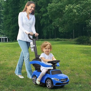 3 in 1 Kids Ride On Push Car Licensed Mercedes Benz with Music and Horn for Toddlers, Blue