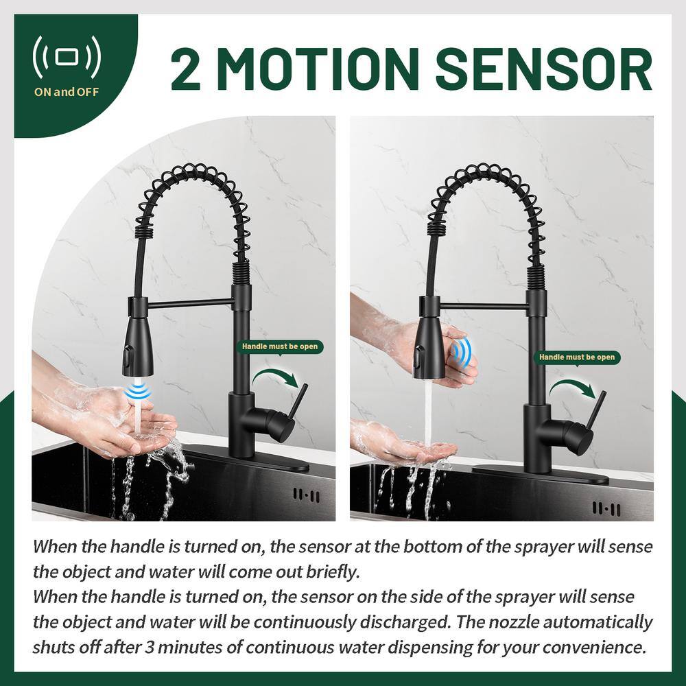 Matte Black Touchless High-Arc Kitchen Faucet with Pull-Out Spray