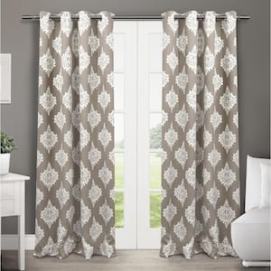 Medallion Taupe Medallion Woven Room Darkening Grommet Top Curtain, 52 in. W x 84 in. L (Set of 2)