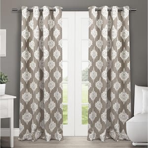 Medallion Taupe Medallion Woven Room Darkening Grommet Top Curtain, 52 in. W x 108 in. L (Set of 2)