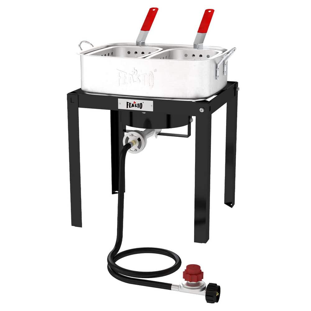 FEASTO 18 qt. Outdoor Deep Fryer with 2-Baskets, 40,000 BTU Propane Fish Fryer Kit