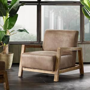 Easton 29 in. Taupe/Natural Fabric Arm Chair