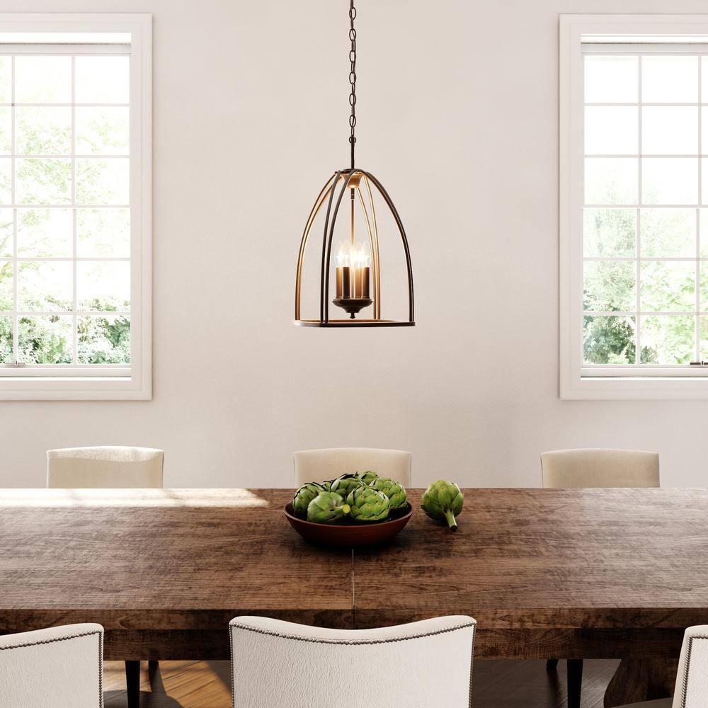 Elegant Farmhouse 4-Light Foyer Pendant in Antique Bronze
