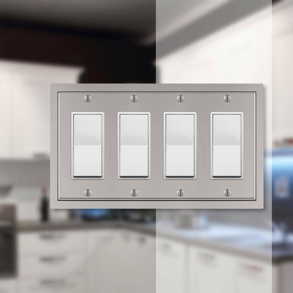 Satin Nickel Quad Rocker Cast Metal Wall Plate