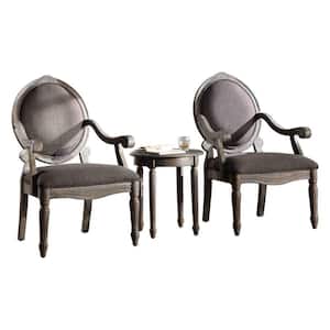 Winter Antique Grey 3-Piece Traditional Arm Chair with End Table Set