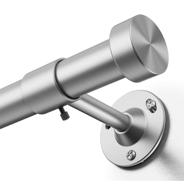 32 in. - 150 in. Adjustable 1 in. Double Curtain Rod in Silver with Aluminum Finials