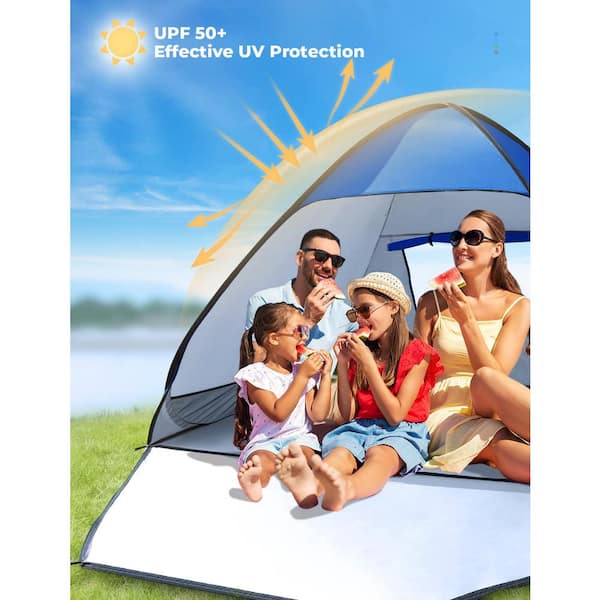 SenQWFa 55 ft. x 73 ft. Pop Up Blue Beach Tent Ultimate Sun