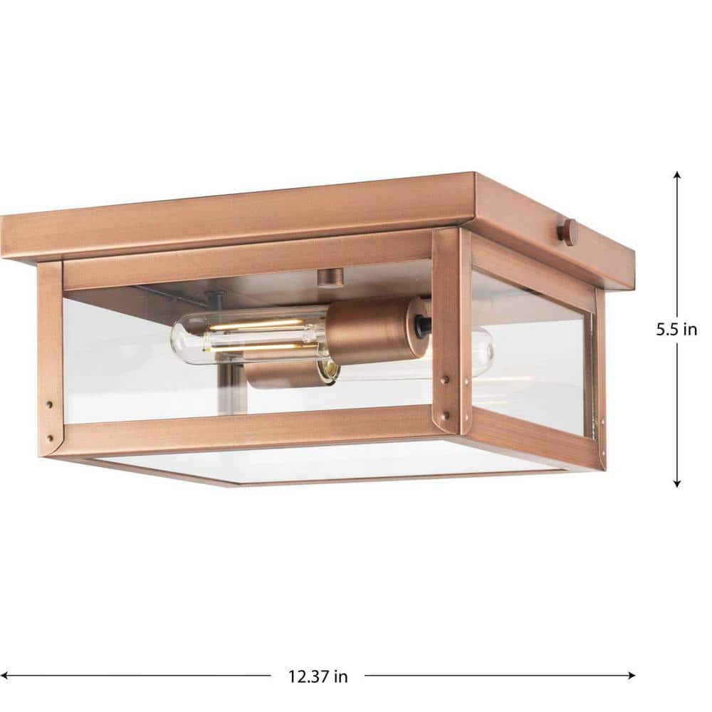 Union Square Antique Copper Glass Outdoor Ceiling Light