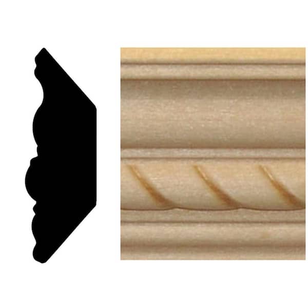 13/16 in. D x 2-11/32 in. W x 48 in. L Unfinished Basswood Wood Embossed Rope Crown Moulding