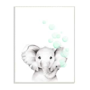 12 in. x 18 in. "Cute Cartoon Baby Elephant Zoo Painting" by Studio Q Wood Wall Art