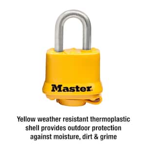 Outdoor Padlock with Key, Stainless Steel Shackle, 1-9/16 in. Wide