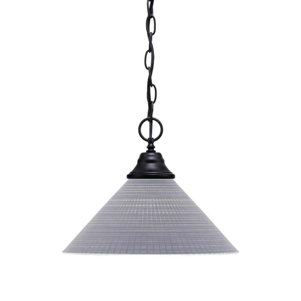 Kingston 100-Watt 1 Light Matte Black Finish Shaded Pendant Light with 12 i