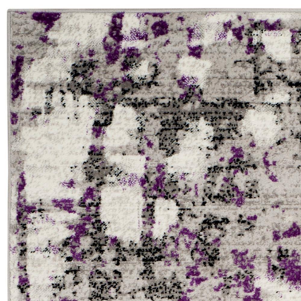 Skyler 4' x 6' Grey and Purple Abstract Synthetic Area Rug
