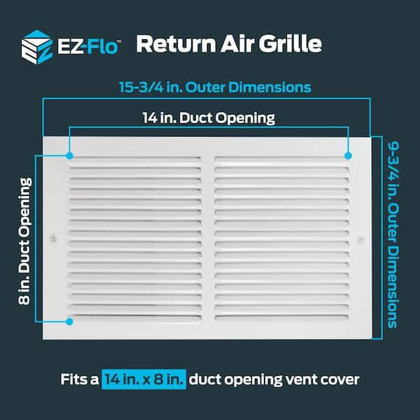 14 in. x 8 in. Steel Return Air Grille , White