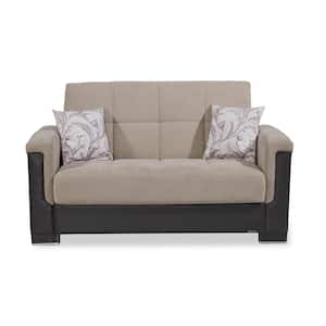 Basics Pro Collection Convertible 63 in. Beige/Brown Chenille 2-Seater Loveseat with Storage